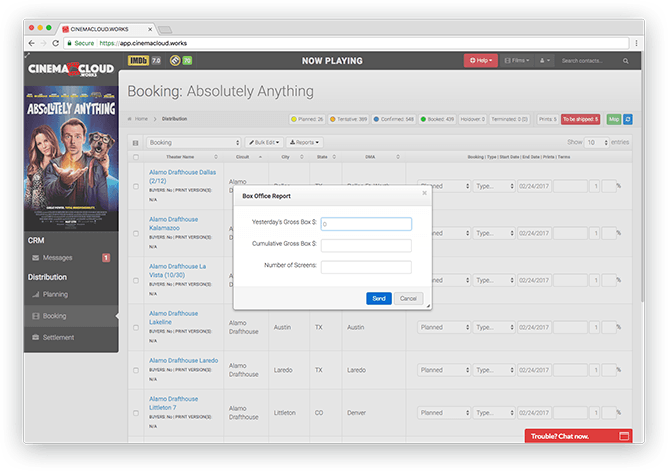 Effortless Box Office Reporting Screenshot: Theatrical Booking: Effortless Box Office Reporting