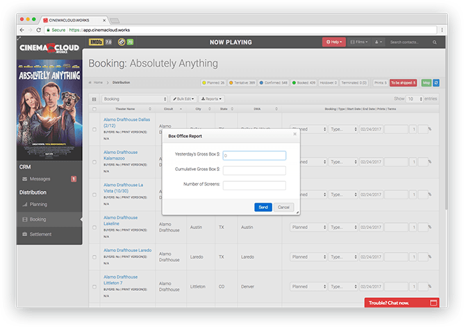 Screenshot: Theatrical Booking: Effortless Box Office Reporting