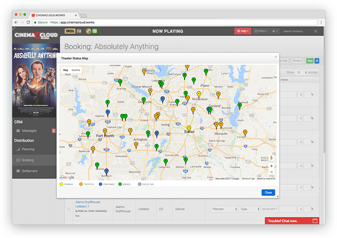 Screenshot: Theatrical Booking: Spatial Booking Monitor