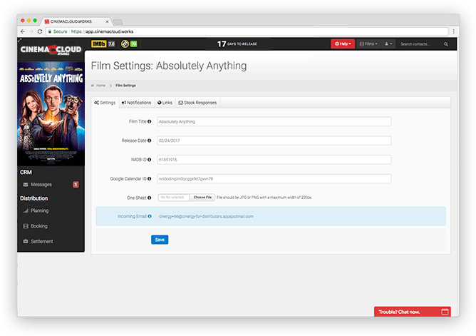 Screenshot: Theatrical Planning: Autonomous Film Management